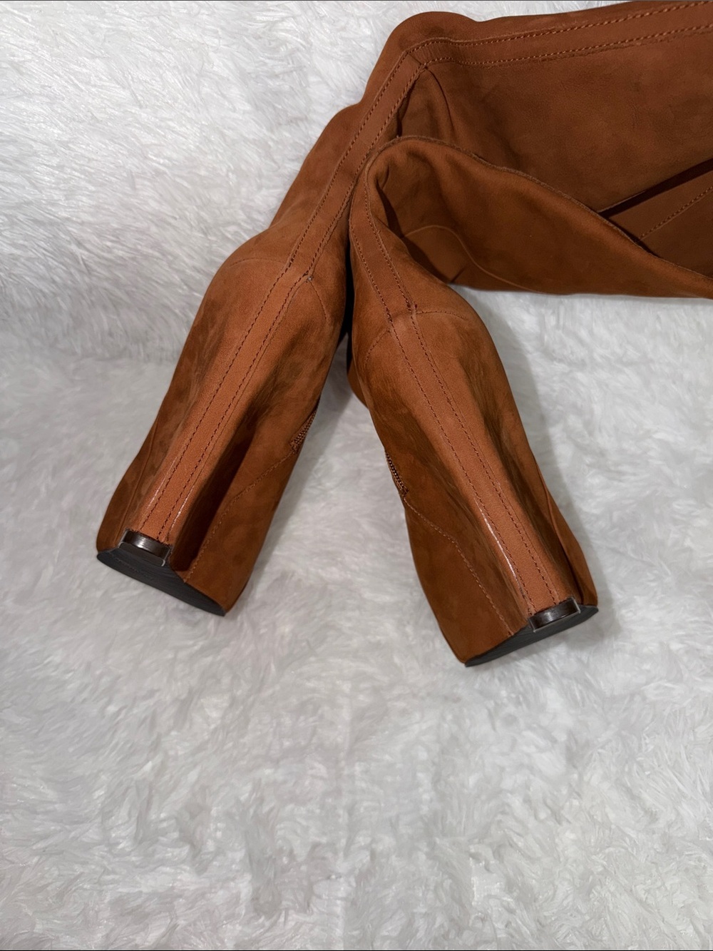 Boutique 9 Cognac Suede Tall Platform Wedge Boots Size 9 NWOT - Picture 7 of 12